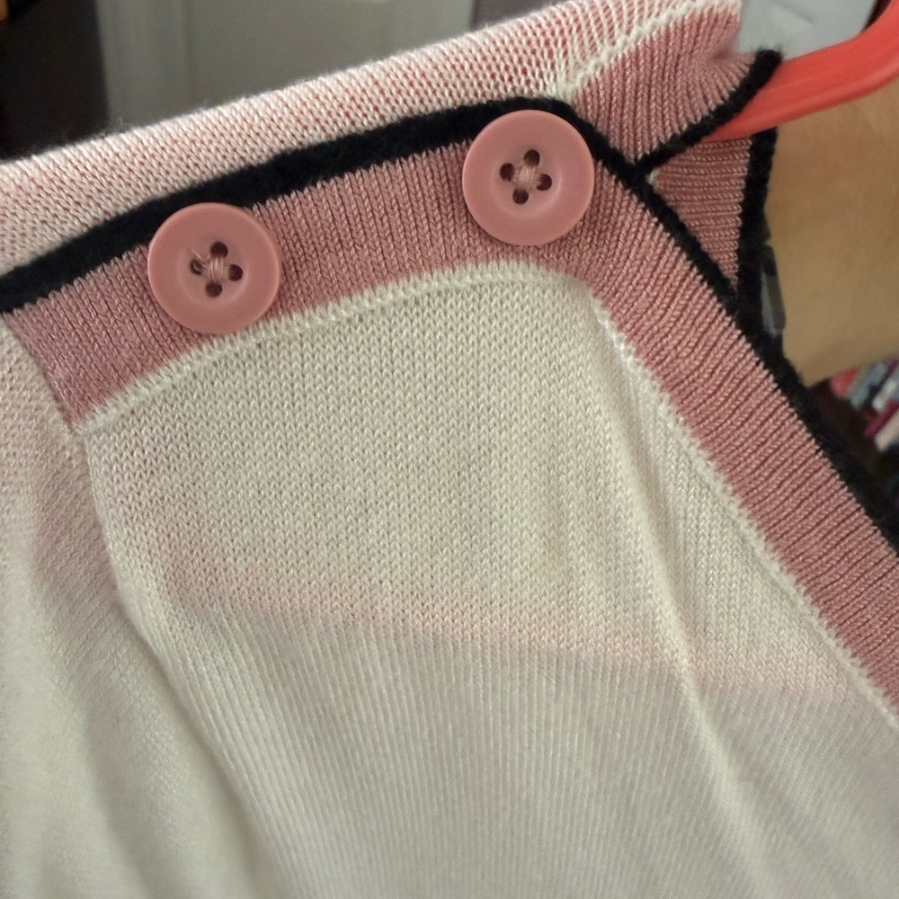 Roz & Ali Cream sweater with Pink and Black Trim